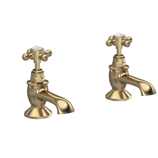  Hudson Reed White Topaz With Crosshead Bath Taps - Brushed Brass - BC802HX - welovecouk