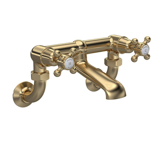  Hudson Reed White Topaz With Crosshead Wall Mounted Bath Filler - Brushed Brass - BC803DXWM - welovecouk