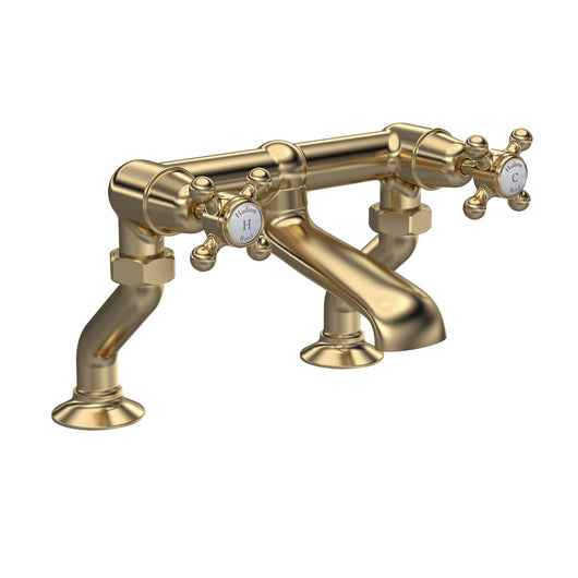  Hudson Reed White Topaz With Crosshead Deck Mounted Bath Filler - Brushed Brass - BC803DX - welovecouk