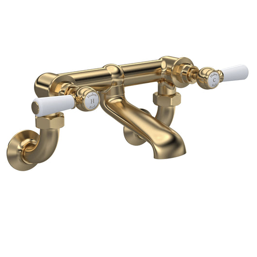  Hudson Reed White Topaz With Lever Wall Mounted Bath Filler - Brushed Brass - BC803HLWM - welovecouk