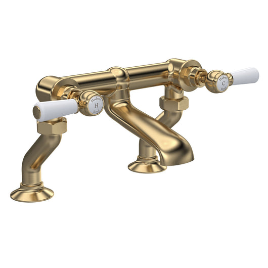  Hudson Reed White Topaz With Lever Deck Mounted Bath Filler - Brushed Brass - BC803HL - welovecouk