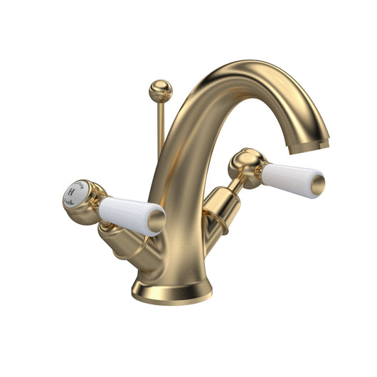  Hudson Reed White Topaz With Lever Mono Basin Mixer - Brushed Brass - BC805DL - welovecouk