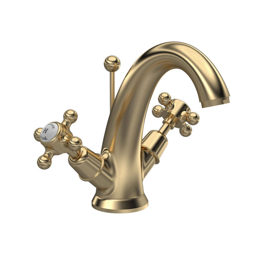  Hudson Reed White Topaz With Crosshead Mono Basin Mixer - Brushed Brass - BC805DX - welovecouk