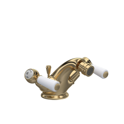  Hudson Reed White Topaz With Lever Bidet Tap - Brushed Brass - BC806DL - welovecouk