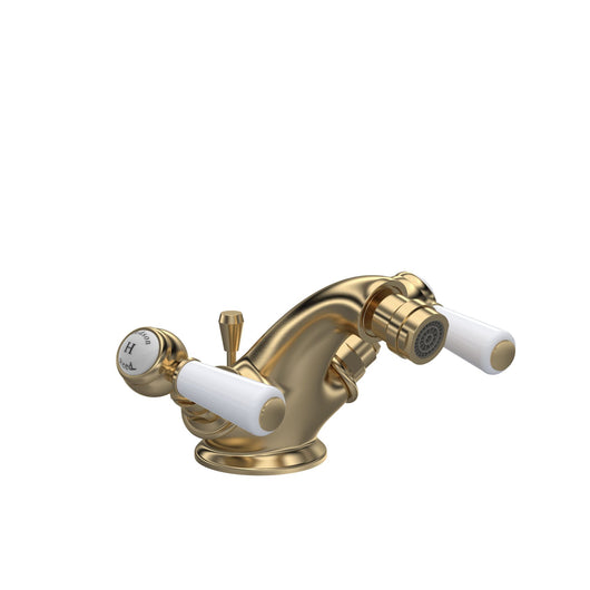  Hudson Reed White Topaz With Lever Bidet Tap - Brushed Brass - BC806HL - welovecouk
