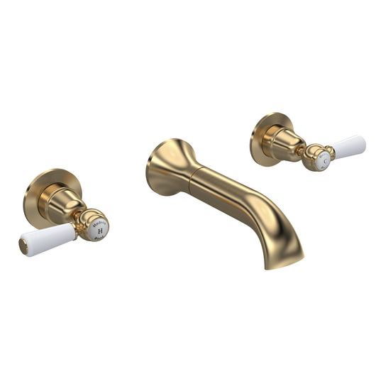  Hudson Reed White Topaz With Lever Wall Mounted Bath Spout & Stop Taps - Brushed Brass - BC809DL - welovecouk