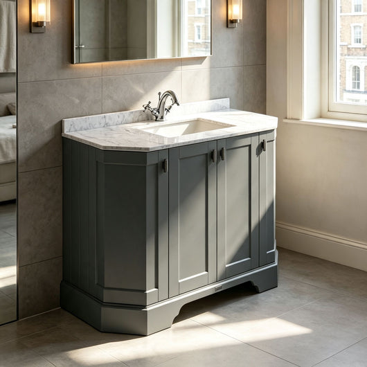  BC Designs Victrion 1000mm 4-Door Angled Vanity Unit with Basin - Dark Lead