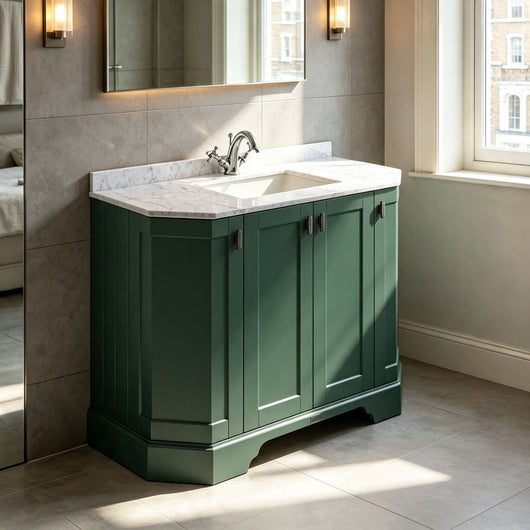  BC Designs Victrion 1000mm 4-Door Angled Vanity Unit with Basin - Forest Green