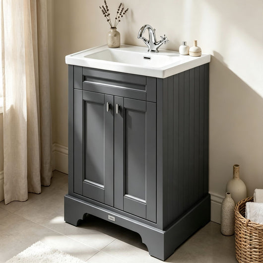  BC Designs Victrion 600mm 2-Door Vanity Unit with Basin - Dark Lead