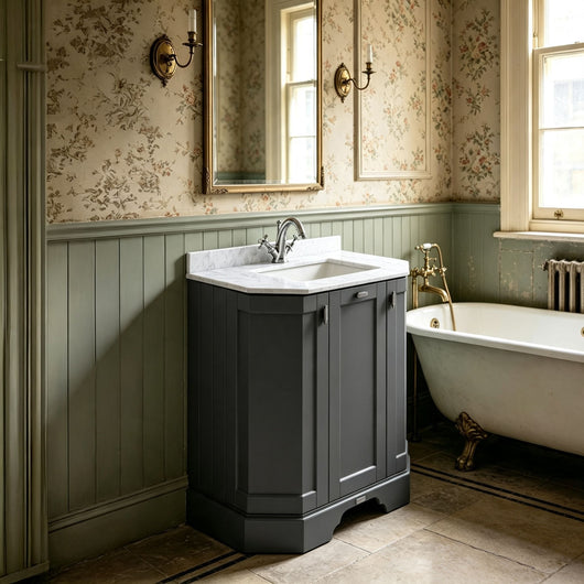  BC Designs Victrion 750mm 3-Door Angled Vanity Unit with Basin - Dark Lead