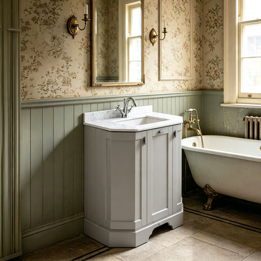  BC Designs Victrion 750mm 3-Door Angled Vanity Unit with Basin - Earl Grey