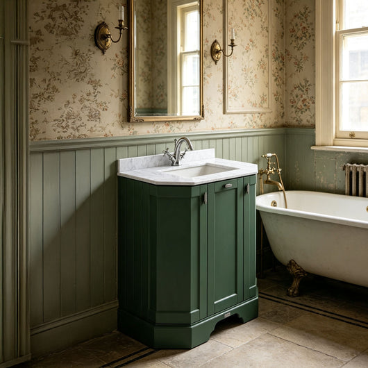  BC Designs Victrion 750mm 3-Door Angled Vanity Unit with Basin - Forest Green