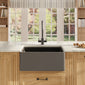 Fireclay Soft Black Single Bowl Belfast Sink With Offset Waste And Weir Overflow 595mm x 455mm x 254mm - welovecouk