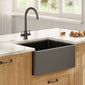 Fireclay Soft Black Single Bowl Belfast Sink With Offset Waste And Weir Overflow 595mm x 455mm x 254mm - welovecouk