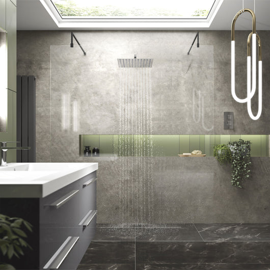  ShowerWorX Freestanding 1400mm Wet Room Screen with Support Bars & Feet - 8mm Glass