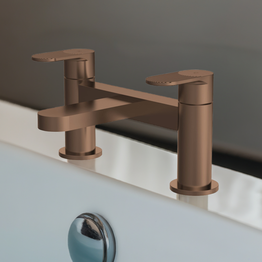  Nuie Binsey Cyprus Deck Mounted Bath Filler - Brushed Bronze