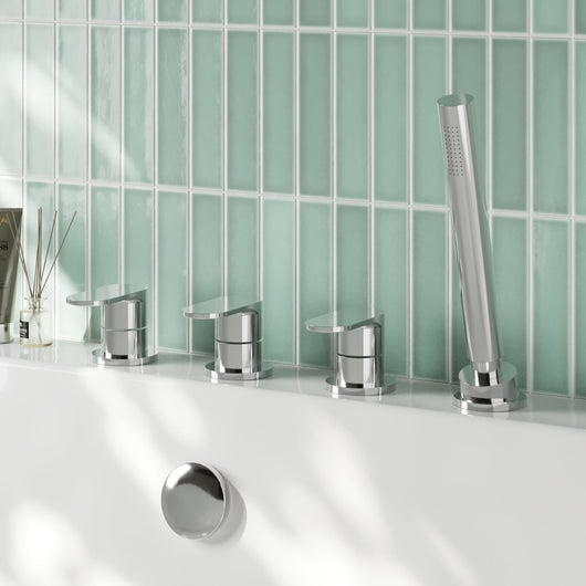  Nuie Binsey Deck Mounted 4 Tap Hole Bath Shower Mixer No Spout - Chrome - welovecouk