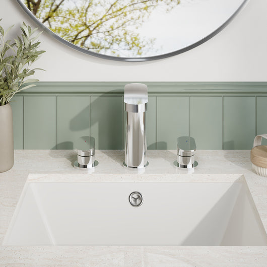  Nuie Binsey  Deck Mounted 3 Tap Hole Basin Mixer With Pop Up Waste - Chrome - welovecouk