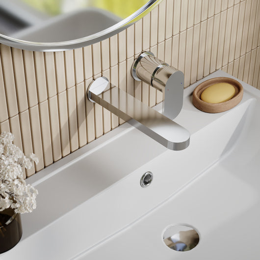  Nuie Binsey Wall Mounted 2 Tap Hole Basin Mixer - Chrome - welovecouk