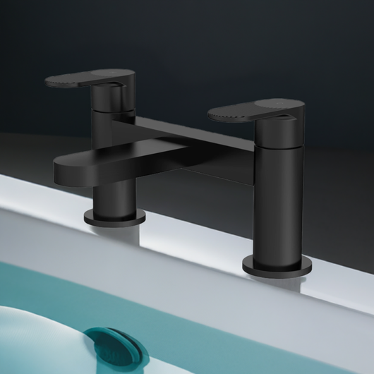  Nuie Binsey Cyprus Deck Mounted Bath Filler - Matt Black