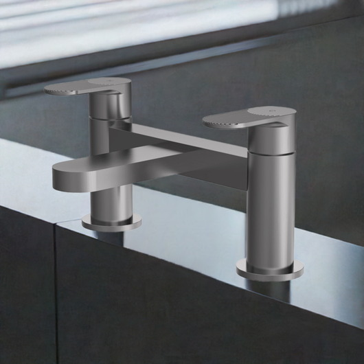  Nuie Binsey Cyprus Deck Mounted Bath Filler - Brushed Pewter