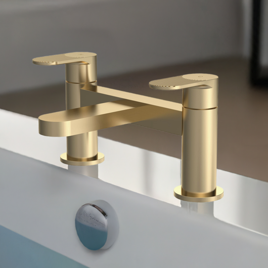  Nuie Binsey Cyprus Deck Mounted Bath Filler - Brushed Brass