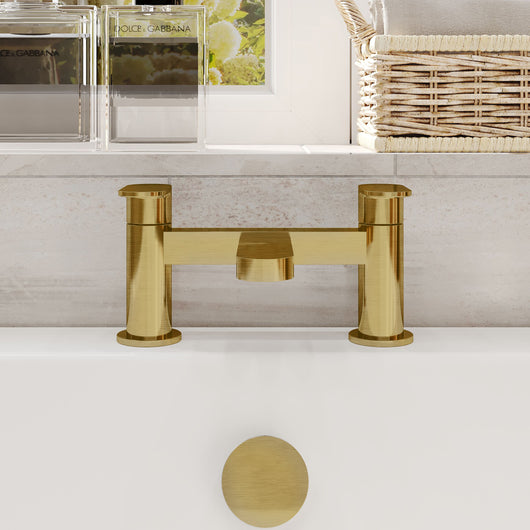  Nuie Binsey Deck Mounted Bath Filler - Brushed Brass - welovecouk