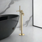 Nuie Binsey Cyprus Freestanding Bath Shower Mixer with Kit - Brushed Brass