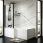 Reinforced L-Shaped Shower Bath 1600 x 850/700 with Matt Black Screen + Panel
