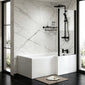 Reinforced L-Shaped Shower Bath 1600 x 850/700 with Matt Black Screen + Panel