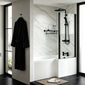 Reinforced L-Shaped Shower Bath 1600 x 850/700 with Matt Black Screen + Panel