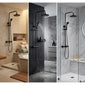 Harik 2 Round Exposed Rigid Riser Thermostatic Shower Set - Black - welovecouk