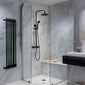 Harik 2 Round Exposed Rigid Riser Thermostatic Shower Set - Black - welovecouk