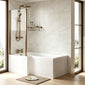 Reinforced L-Shaped Shower Bath 1500 x 850/700 with Brushed Bronze Screen + Panel