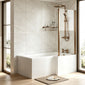 Reinforced L-Shaped Shower Bath 1500 x 850/700 with Brushed Bronze Screen + Panel