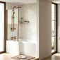 Reinforced L-Shaped Shower Bath 1500 x 850/700 with Brushed Bronze Screen + Panel