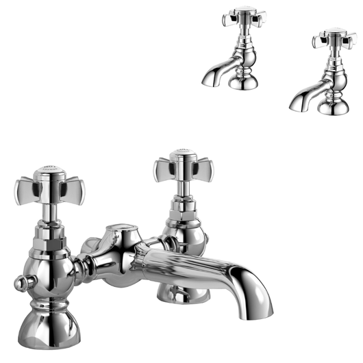  Owen & Oakes Harlow Traditional Bath Filler Basin Tap Pack - Chrome