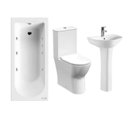  (TESTING) Whirlpool Suites 1500 x 700 - White 6 Jet Systems (Basin & Pedestal)