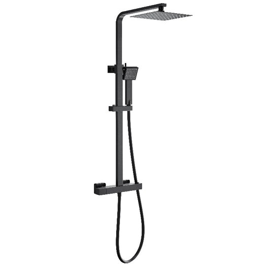  Mino Deluxe Cool Touch Square Exposed Rigid Riser Thermostatic Shower Set - Black
