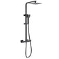 Mino Deluxe Cool Touch Square Exposed Rigid Riser Thermostatic Shower Set - Black