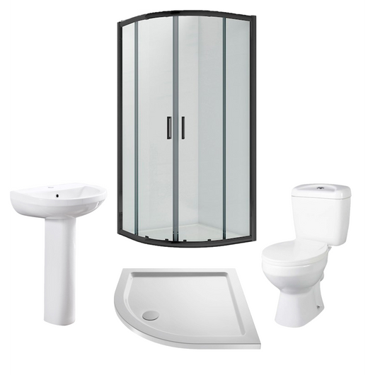  Foundation Quadrant Shower Enclosure Close Coupled Suites - Various Sizes/Black