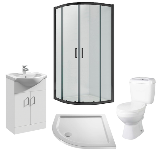  Foundation Quadrant Shower Enclosure Vanity Suites - Various Sizes/Black