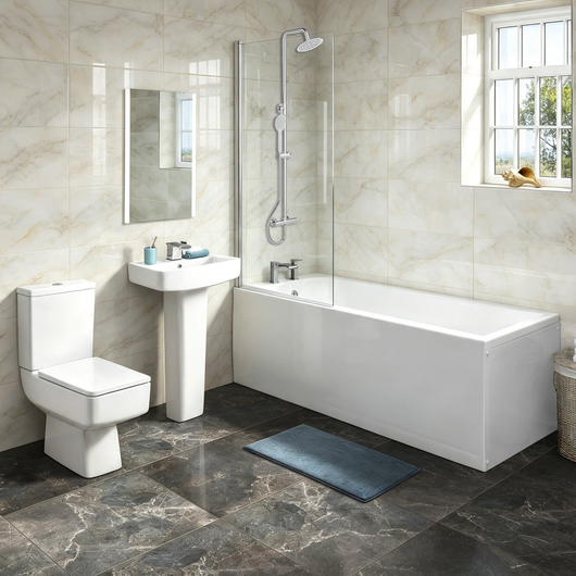  Serene Complete Square End Shower Bathroom Suite - 1500mm