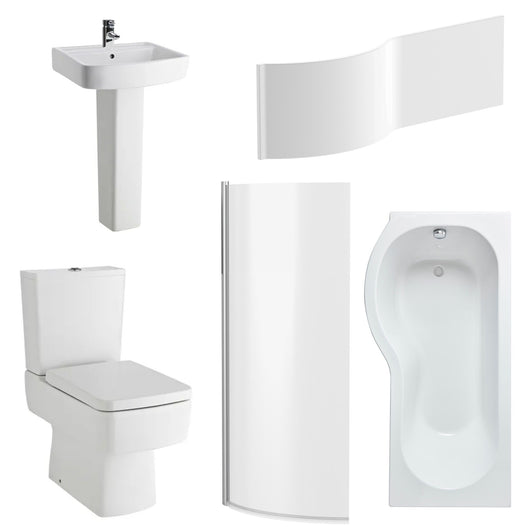  Bliss 1700mm P Shape Shower Bathroom Suite