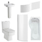 Bliss 1700mm P Shape Shower Bathroom Suite