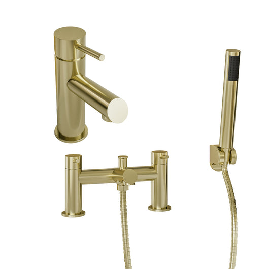  Brantley - Brushed Brass Mono Basin Mixer Inc P/B Waste and Bath Shower Mixer Inc Handset