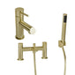 Brantley - Brushed Brass Mono Basin Mixer Inc P/B Waste and Bath Shower Mixer Inc Handset