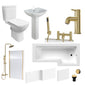 Brava 1800 L-Shaped Brushed Brass Complete Shower Bathroom Suite
