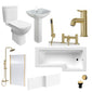 Brava 1800 L-Shaped Brushed Brass Complete Shower Bathroom Suite