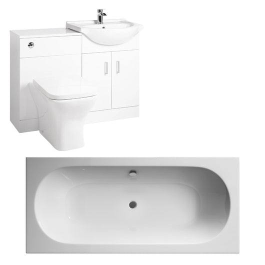  Brava Foundation Straight Double Ended Bath Suites 1700 x 750 with Vanity & WC